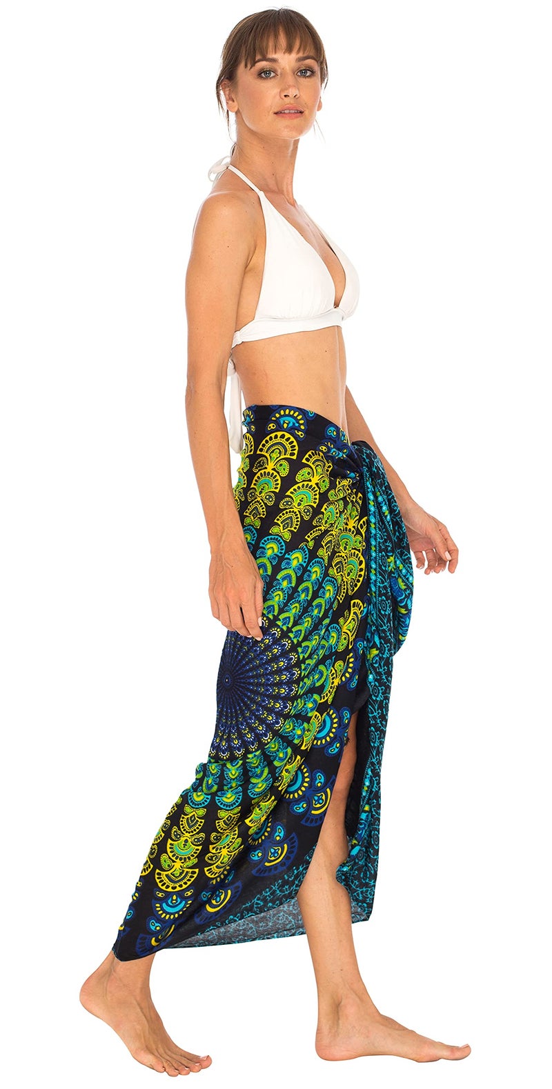 SHU-SHI Sarong Cover Ups For Swimwear Women Long Pareo Beach Wrap Skirt Mandala Bikini Cover Up - Image 2